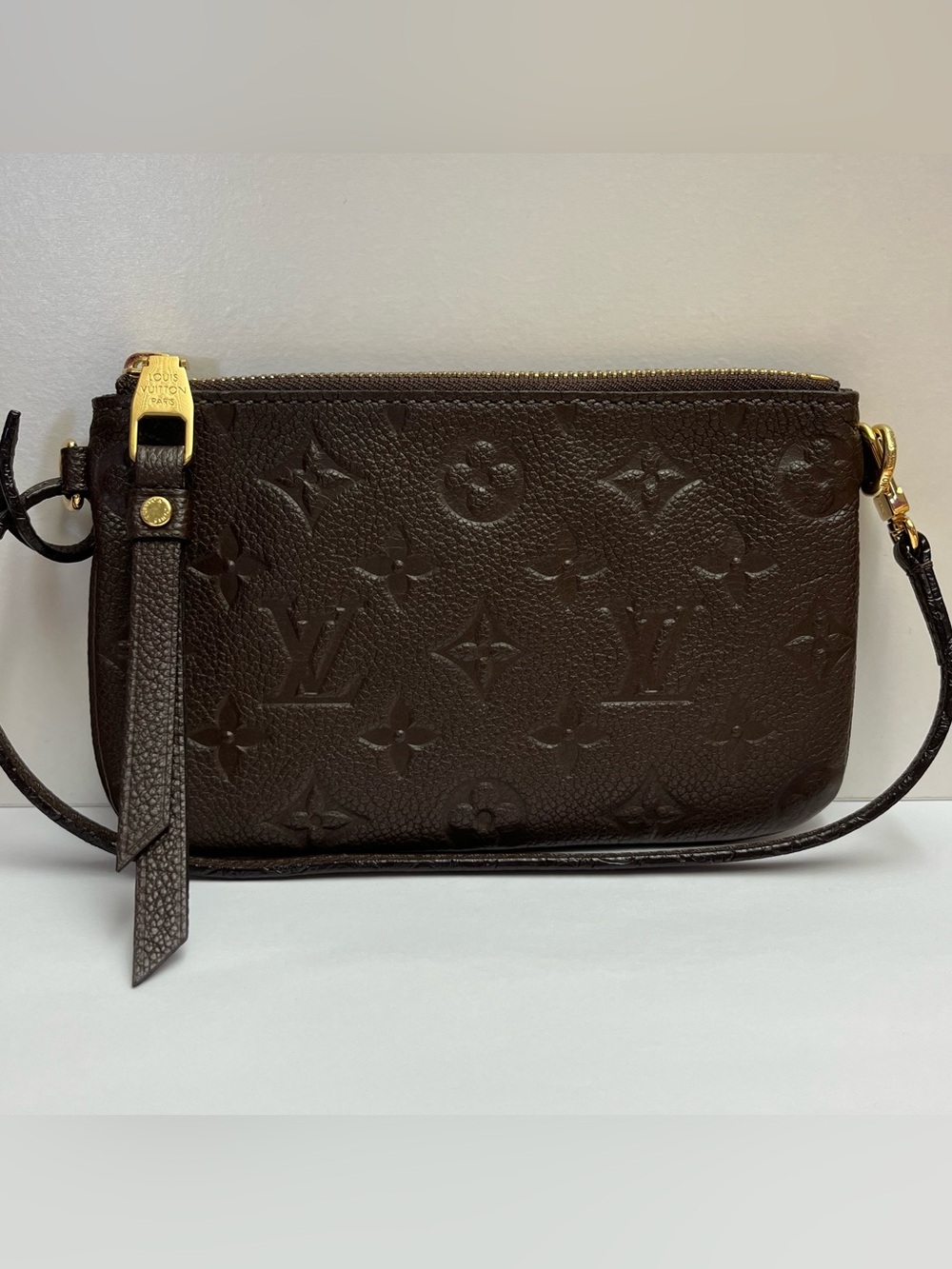 Louis Vuitton Monogram Empreinte Citadine Pochette Dark Brown Wristlet Pouch